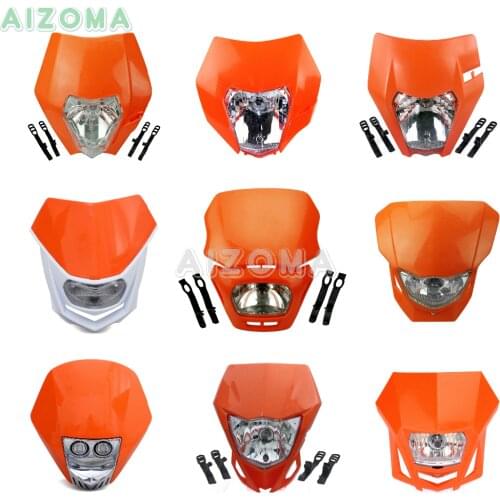 Orange Motocross Head Light Headlight Dirt Bike Headlamp Mask For EXC SMR XCF SXF XCW SX MXC XCF-W XC Enduro 200 390 690