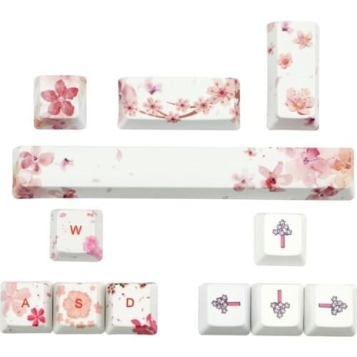 PBT Five Sides Dye-subbed Keycap Space Bar 6.25u Esc Entre Keys 12 Keys Beauty of Cherry/ Girl in Red/ Sea Rhythe Theme G6DD