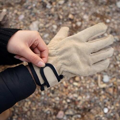 BBQ Gloves Heat Resistant Grill Gloves Cow Leather Design Non-Slip Gloves for Camping One Size XR-Hot