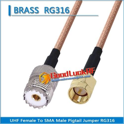 1X Pcs PL259 SO239 PL-259 SO-239 UHF Female to SMA Male Plug Coaxial Type Pigtail Jumper RG316 Cable Low Loss UHF to SMA