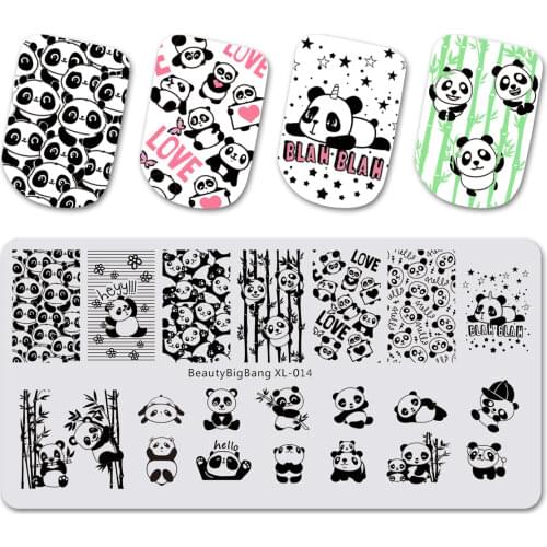BeautyBigBang 6CM Stainless Steel Template Nail Art Stamp Plate 041 Nail Stamping Plates Striped Cute Cat Image