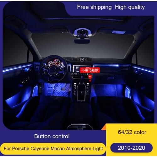 For Porsche 64 color Led Ambient light lamp + Speaker cover car Interior lights For macan Cayenne car interior LED Ambient lamp