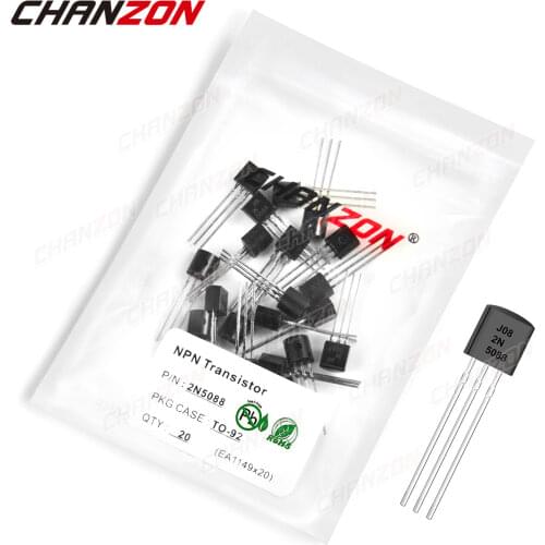 20pcs 2N5088 TO-92 NPN Transistor Bipolar Junction BJT Triode Tube Fets TO 92 100mA 30V DIY Integrated Circuits