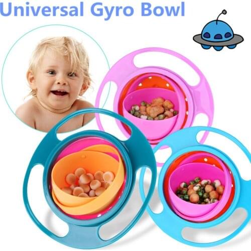 Newborn Baby Bowl Universal Gyro Bowl Practical Design Children 360 Degrees Rotate Balance Gyro Umbrella Bowl Spill-Proof Bowl