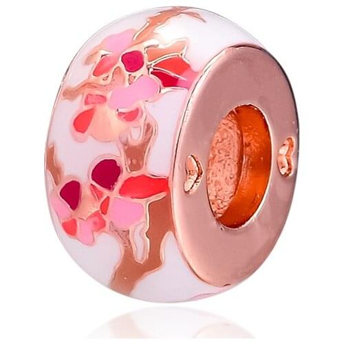 Fit Pandora Bracelets Peach Flower Spacer Charms 925 Original Sterling Silver Beads for Jewelry Making DIY Women Berloque