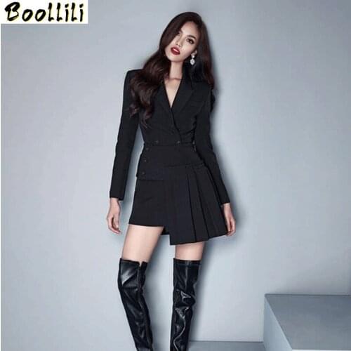 Boollili Spring Autumn Dress Women Clothes 2020 Korean Sexy Dress Black Formal Ladies Suit Vintage Elegant Office Dress Vestidos