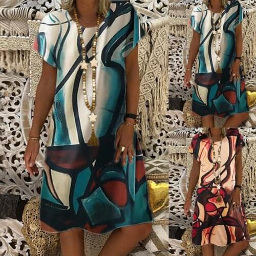 Plus Size Women Maxi Dress Sundress Dress Short Sleeve All-match Skin-friendly Summer Beach Loose Dress for Holiday Travel