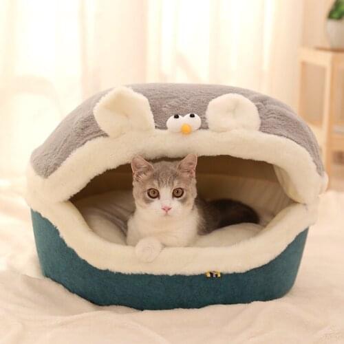 Winter Warm Dog Cat Bed House Comfortable Cute Basket Mat Bed For Cats Cozy Kitten Lounger Cushion Washable Pet Cat Supplies