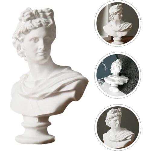 1Pc Greek Apollo Head Bust Sculpture Home Ornament Resin Art Crafts (White)