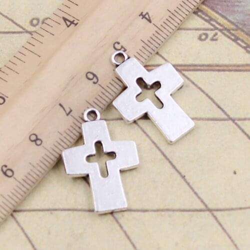 10pcs Charms Cross Jesus 25x17mm Tibetan Silver Color Pendants Antique Jewelry Making DIY Handmade Craft