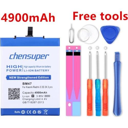 100% Original chensuper new BM47 Battery 4900mAh for Xiaomi Redmi 3X Hongmi 3 S Battery In stock With Tracking number