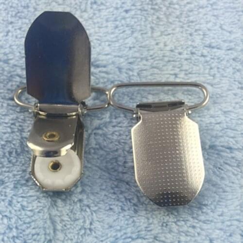 25pcs 1'' 25mm Wide Round Dotted Shaped Metal Suspender Clips Brace Clips Silver Lead Free Ribbon Holder Plastic Insert