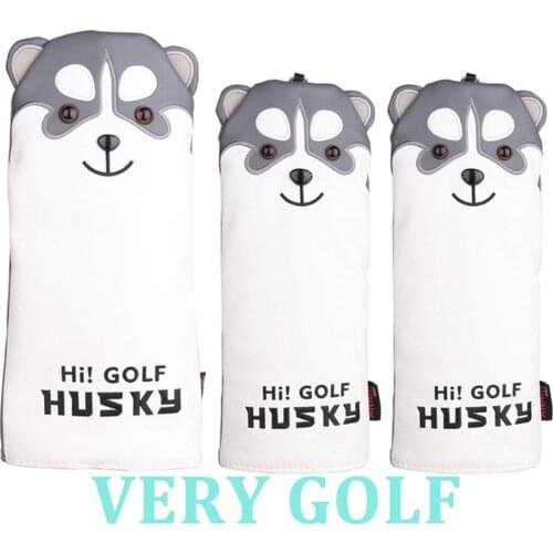 3pcs Golf Club Driver Fairway Wood Head Cover PU Leather with Puppy Husky Shaped Headcover With No Tag 3 5 7 x
