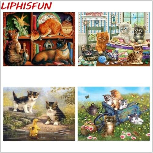 5D DIY diamond painting Animal group Kitten full dimaond embroidery animal cats kitten flower scenery christmas decor picture