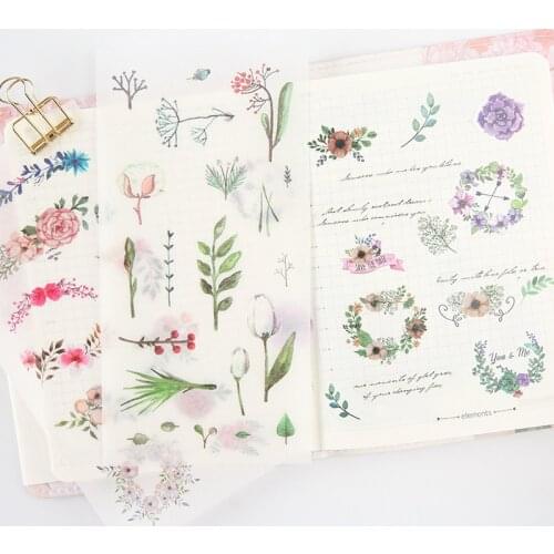 6 PCS/Pack Cute Stickers DIY Flower Stickers Plant Decorative Diary Adhesive Stickers Stationery Stickers For Kids Gift Supplies