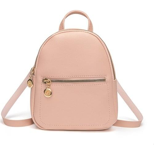 8PCS / LOT PU Leather Pure Color Mini Small Backpack Women Crossbody Bag Girls Handbag