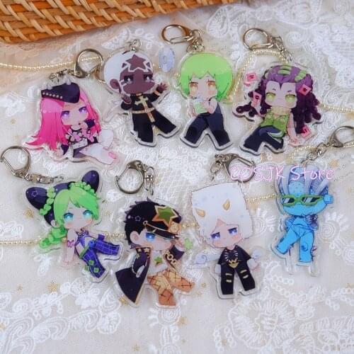 Anime JoJos Bizarre Adventure Stone Ocean Kujo Jotaro Jolyne Cujoh Ann Keychain Acrylic Pendant Cartoon Charm Key ring Gifts