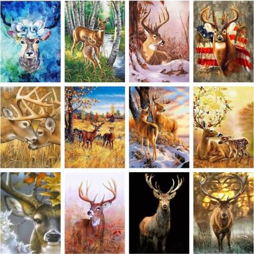 AZQSD 5D Diamond Painting Deer DIY Diamond Embroidery Mosaic Animal Handmade Gift Home Decoration
