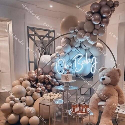 Baby Shower Metal Rose Gold DIY Matte Gray Balloons Garland Double Apricot Balloon Arch Wedding Birthday Party Baptism Decor