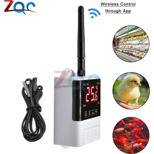 Wireless Temperature Controller AC 110 -220V LED Display NTC Thermostat D18B20 Sensor Probe for Aquarium Refrigerator Incubator