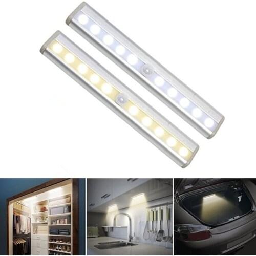 Wireless LED Under Cabinet Light PIR Motion Sensor Lamp 6/10 LEDs for Wardrobe Cupboard Closet Kitchen Lighting Led Night Light