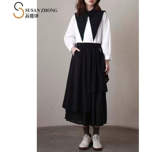 Women Shirts Female Blouse Lady Top 2021 Spring Natural Normcore Casual Cotton Turn-Down Collar Patchwork Cape Button Cuff Long