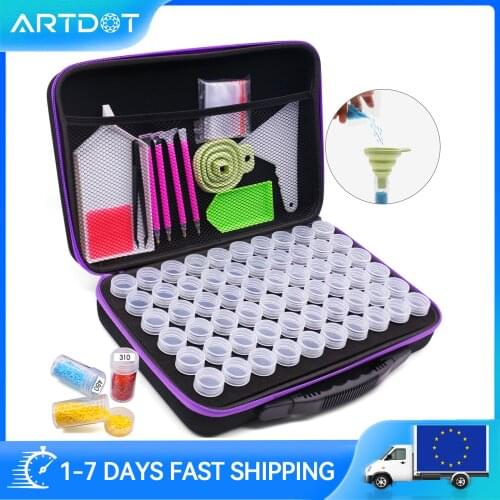 5D Diamond Painting Accessories Storage Box 7/15/30/60 Slot Beads Storage Container Jar Zippered Case for DIY Diamand Painting