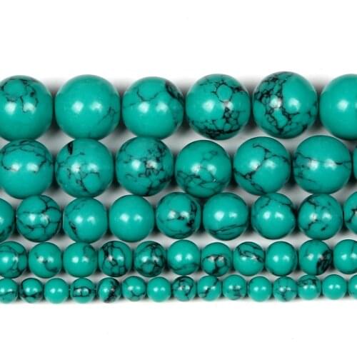 Natural Stone Beads Green Line Pine Round Loose Beads for Jewelry Making Needlework DIY Bracelet Strand 4-12 MM
