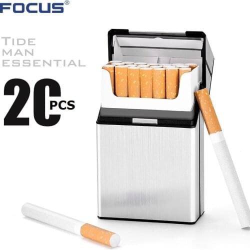 FOCUS Upgrade Version Cigarette case holder 20pcs cigarettes Metal Cigaret Box Magnetic Cap Ultra Thin Storage Box Mirror Bottom