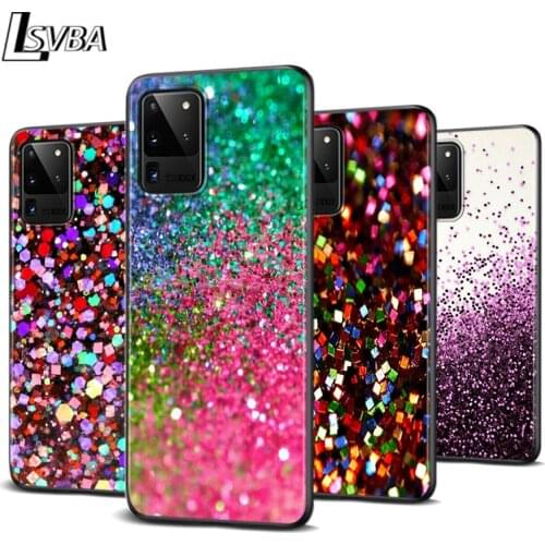 Glitter Sand Stone for Samsung Note 20 10 9 8 Ultra Plus A91 A81 A71 A51 A42 A41 A31 A21 A12 A11 A01 Black Phone Case