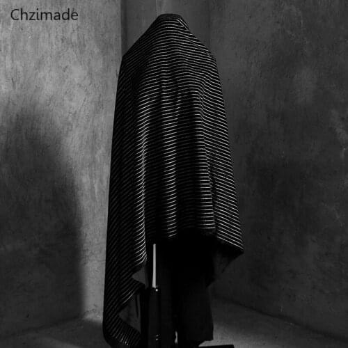 Black Stripe Matte Korean Velvet Fabric Skirt Dress Winter Clothing Designer Original Fabric For Patchwork