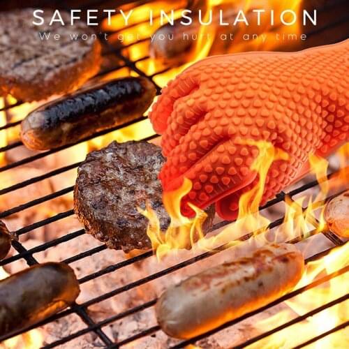 Food grade Heat Resistant Silicone Kitchen Glove barbecue oven Gloves Cooking Baking BBQ Grill Oven Gloves Kitchen Accessories