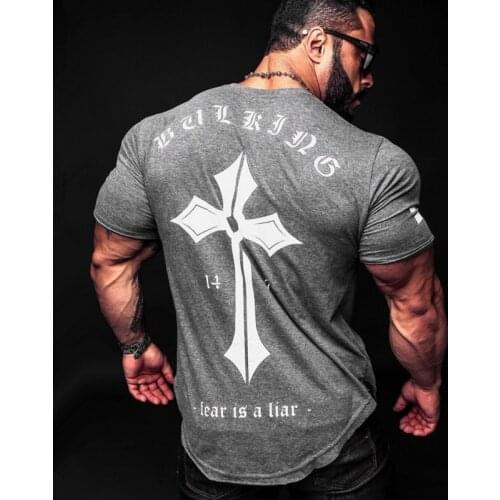 2021 New Men Cotton T-shirt Gyms Fitness Workout t shirt Man Summer Casual Fashion Creativity Print Tees Tops Brand Clothing