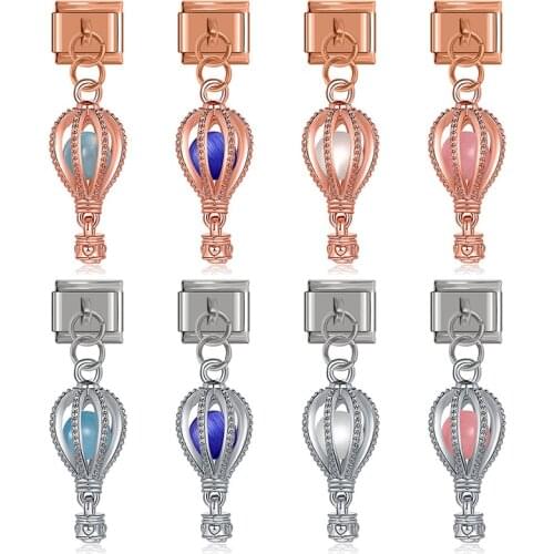 Hapiship 2020 Original Daisy Sweet Hot Air Balloon Italian Links Charm Fit 9mm Bracelet Stainless Steel Jewelry DIY Making DJ283
