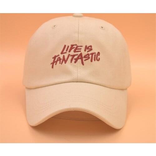 Cotton Life Is Fantastic Letter Embroidery Baseball Cap Adjustable Snapback Cap Hat for Men and Women 303