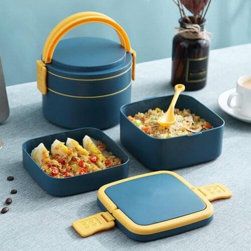 Space Saving Double Layer Double Layer Sealed Bento Box for Outdoor