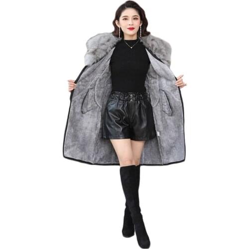 Leather Jacket Women 2020 Autumn Winter New Fashion Plus Size Belt Slim Black Fur Collar Long Faux Leather Coats Feminina LD1482