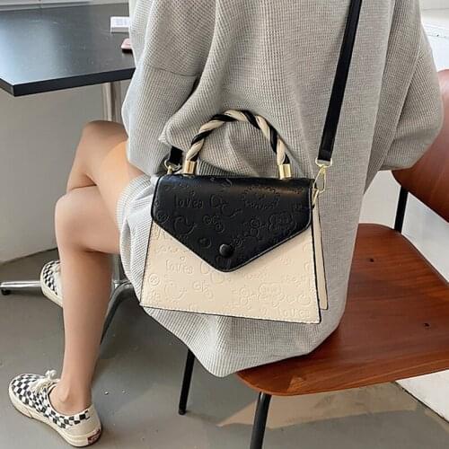 Small Square Shoulder Bags for Women Panelled Crossbody Bags Ladies Cute Printted Messenger Bag Simple Wild Top-handle Handbags