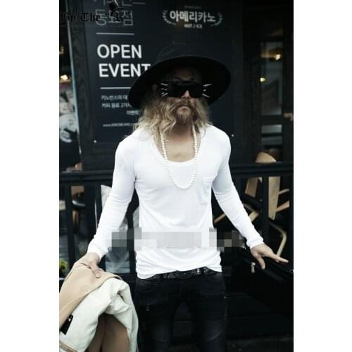 Mens new spring and autumn fashion round neck versatile solid color slim trend long sleeve T-shirt bottoming shirt young couple