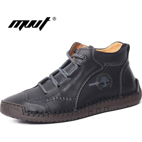 High-top Split Leather Men Casual Shoes Handmade Men Sneakers Loafers Shoes Lace-up Flats shoes Hot Sale Moccasins driving shoes
