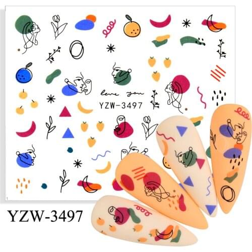 Nail Art Sticker Abstract Face Animal Flowers Nail Sticker Manicure Sliders Water Decals Nails Decals Foils Nail Art Decorations