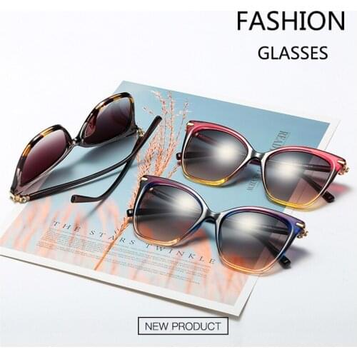 2020 New fashion cats eye Gradual sunglasses womens trend Joker large frame sunglasses best selling sunglasses UV