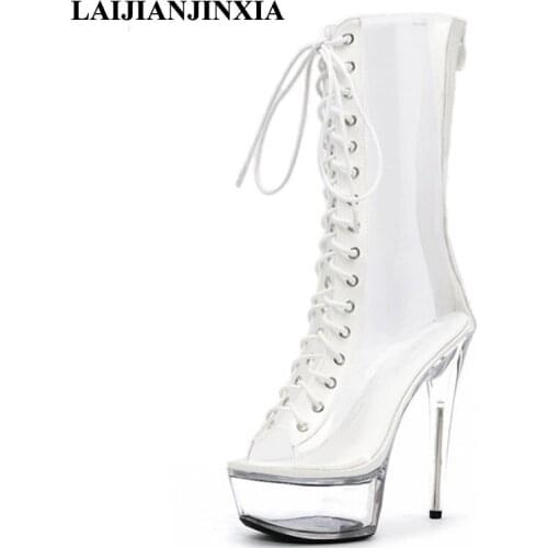 LAIJIANJINXIA New Women Lace Up Spring Sexy 15cm High Heels Wedding Party Dress Pole Dance Ankle Sandals Dancing Shoes