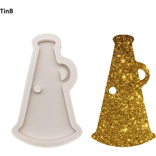 New Arrival Shiny Megaphone Keychains Mold Horn Silicone Mold Clay DIY Jewelry Making Glitter Epoxy Resin Mould