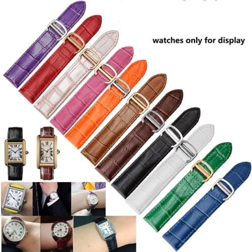 PEIYI watchband Genuine Leather Watch Strap 18/20/22mm Bracelet For Men/Woman Replace Watchbands For Cartier Tank Solo