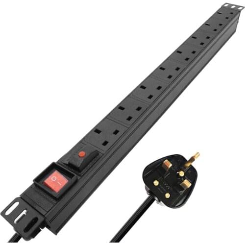 8AC UK SOCKET Aluminum alloy power With overload protection function Double break switch control 2m extension line UK PLUG