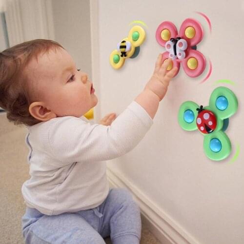 Cute Cartoon Insects Suction Cup Spinner Toy Funny Kids Toys Baby Rattle Spin Top Bath Toys For Children Dropshipping