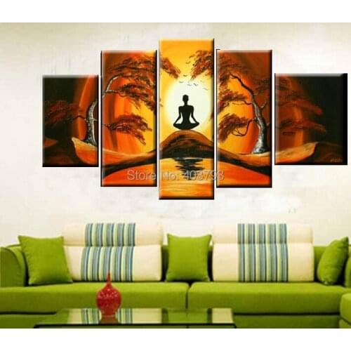 MODERN ABSTRACT HUGE LARGE CANVAS ART OIL PAINTING 5P meditation landscape paintings no framed