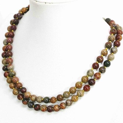 Special multicolor Picasso stone natural round beads 8,10,12mm vintage necklace chain high grade jewelry 36inch B1490