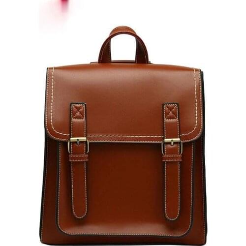 Vintage Backpack Female Pu Leather Bag Womens Backpack Fashion School Bag for Girls High Quality Leisure travel Bag Sac A Dos